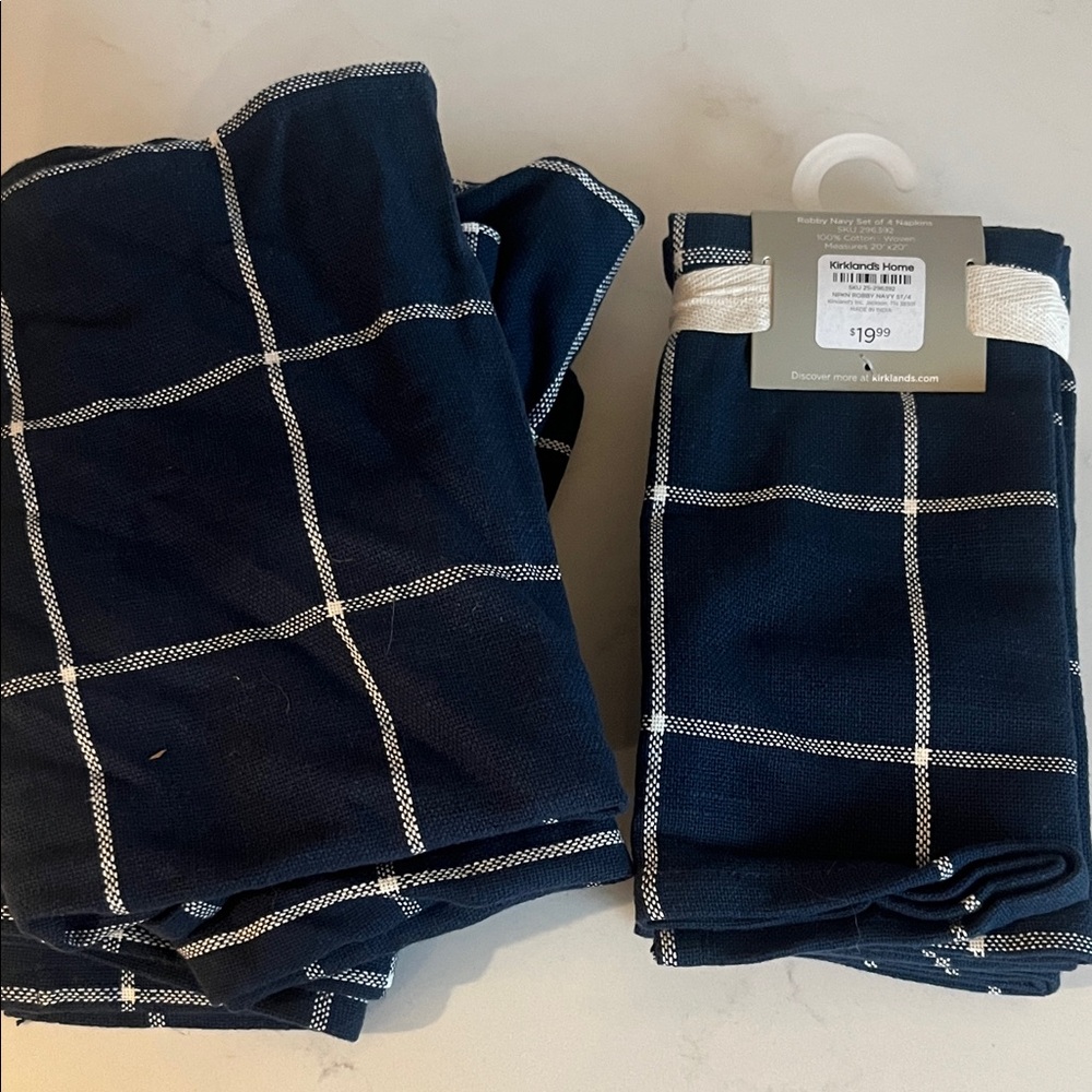 Navy Blue Checkered Napkins